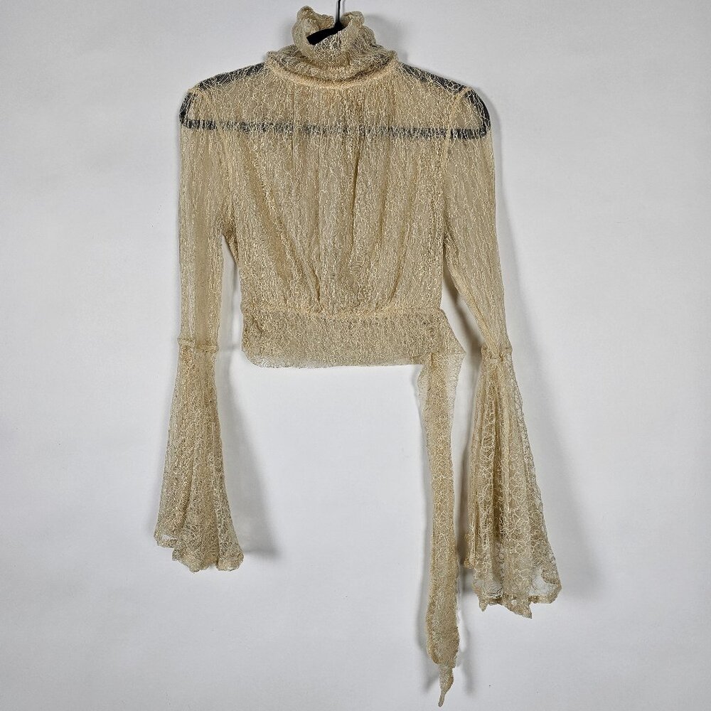 Free People Rule Breaker Cropped Sheer Lightweight Womens XS Long Sleeve Blouse